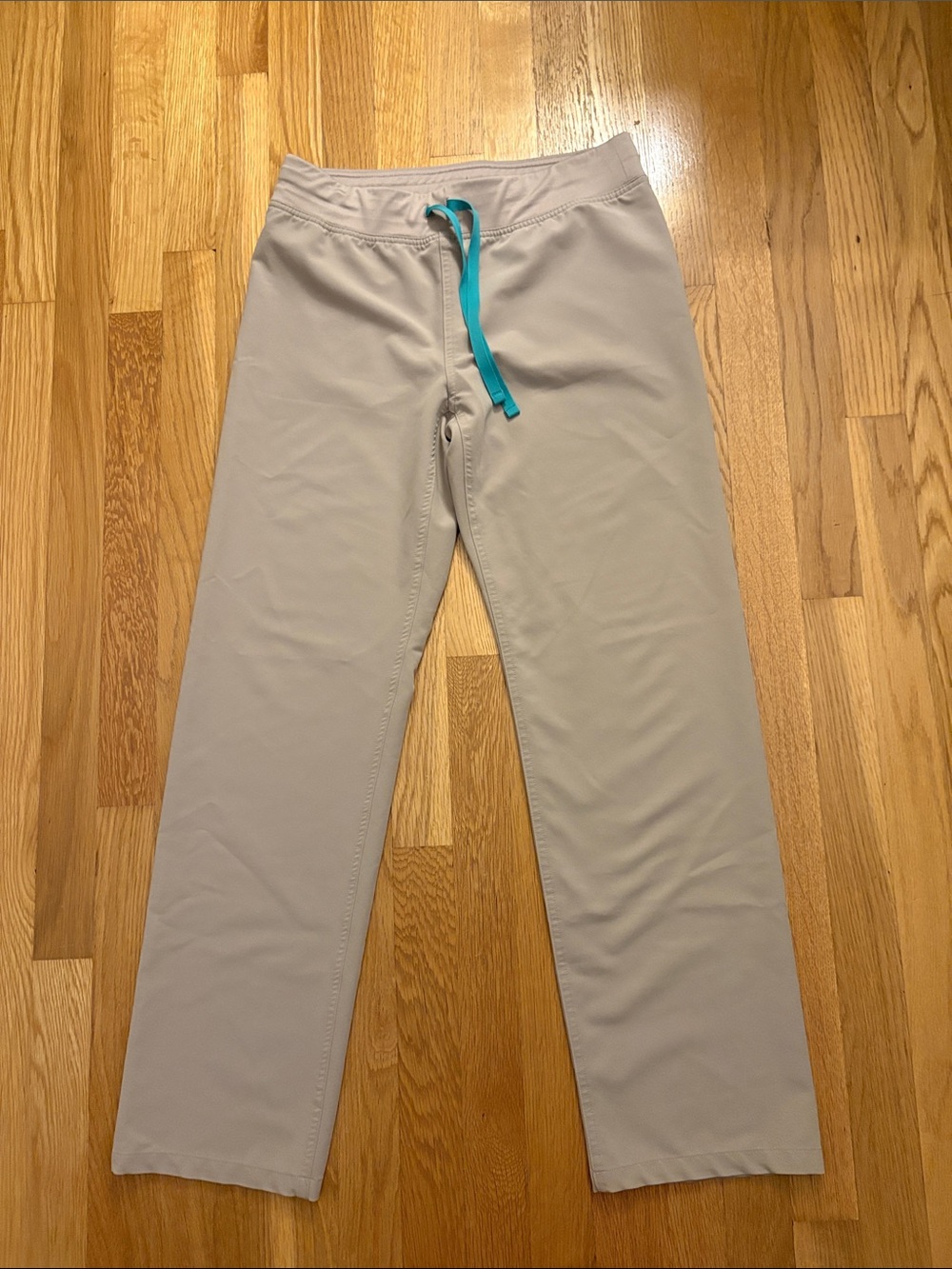 Figs Women's Beige Sweatpants with Teal Drawstring
